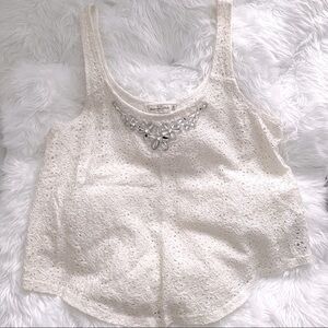Abercrombie & Fitch White Lace Tank Top